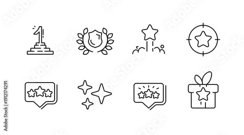 Set of minimalist rating and achievement icons