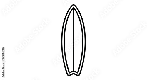 Simple black outline of a surfboard minimalist design silhouette