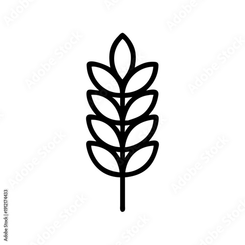Wheat Stalk Icon - Agriculture Grain Crop and Farming Symbol Outline Vector