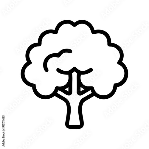 Deciduous Tree Icon - Nature Forest and Environmental Growth Outline Vector