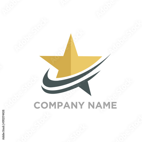 Golden Star Achievement Logo Design Vector Swoosh Excellence Success Symbol Corporate Emblem Sparkle Award Emblem Business Glory Starry Victory