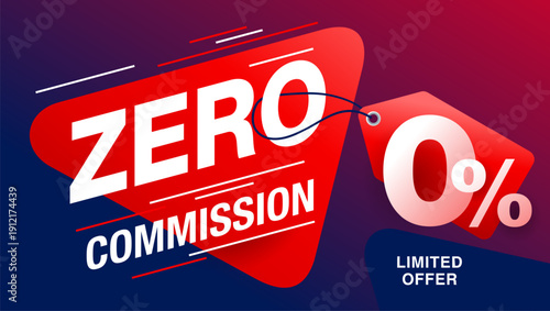Zero commission and interest free red web banner, limited offer