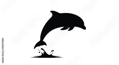 A leaping dolphin captured in a striking black shape silhouette