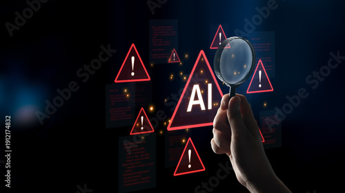 Futuristic artificial intelligence concept depicting AI hallucination, processing errors, and generating misinformation. Represents the risks of unreliable algorithms and model collapse. Corpus