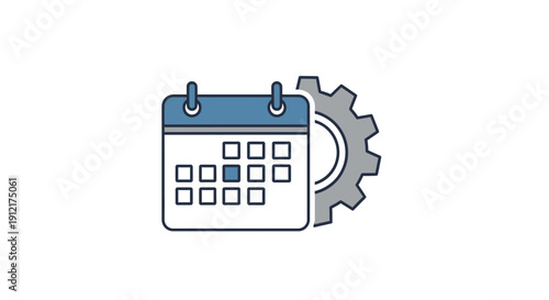 Calendar with gear icon symbol.