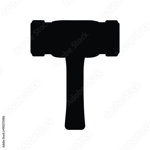 Simple Black Silhouette of a Rubber Mallet with Handle Isolated on White