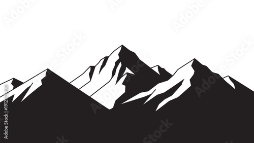 Silhouetted Mountain Range with Snow-Capped Peaks Under Clear Sky.