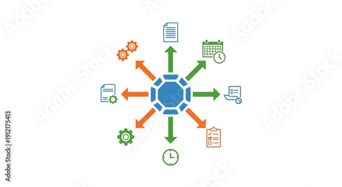 Business Process Flowchart Icons Network.