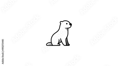 Adorable minimalist white bear cub cartoon vector illustration sitting, cute baby animal character design on a clean background