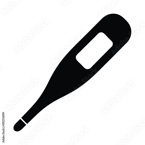 Black and white image showcasing a digital thermometer for measuring body temperature