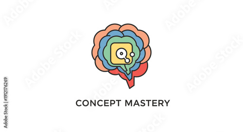 Colorful Brain Logo with Magnifying Glass.