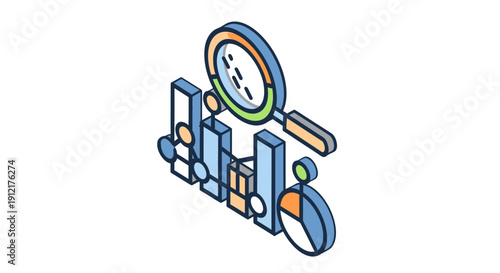 Colorful Business Graph Chart Icon.