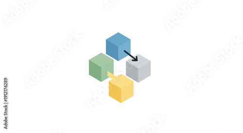Colorful cubes with arrow pointing.