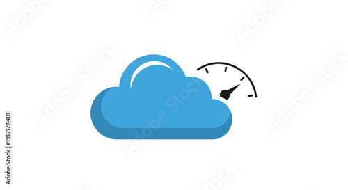 Cloud Icon with Speedometer Indicator.