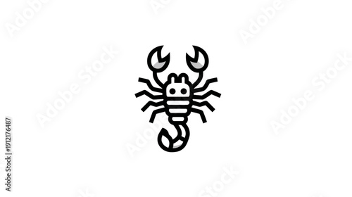 Stylized Scorpion Icon Vector Illustration. Simple Line Art Design for Danger, Desert Animal, Zodiac Sign, or Horoscope Symbol.