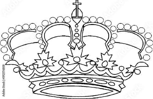 royal crown line art vector illustration monarch king queen tiara outline