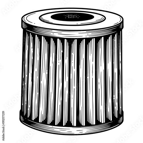 Detailed sketch of a cylindrical pleated automotive oil or air filter