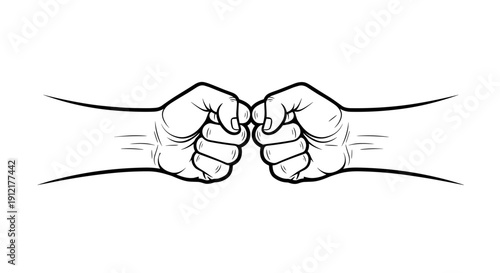 Two Fists Clashing Together Symbolizing Conflict or Agreement.