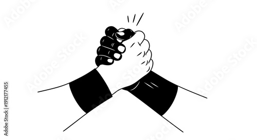 Two hands clasped in a firm handshake symbolizing unity and agreement.