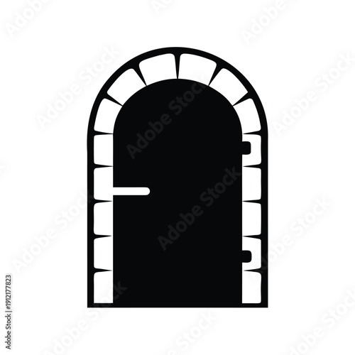 Old stone arch door, creating a rustic and timeless architectural silhouette