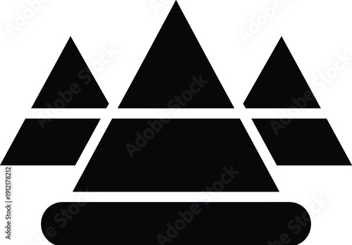 Gold bars and pyramid stack silhouette icon, precious metal investment and wealth concept vector illustration isolated on white background