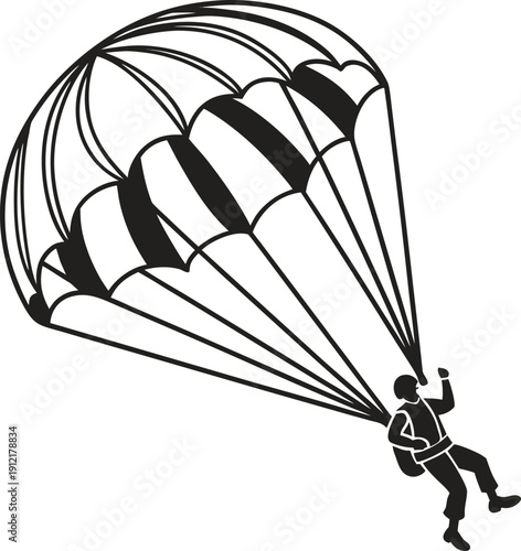A person is parachuting down from a great height