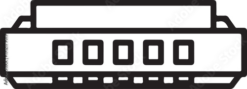 Harmonica Music Instrument Outline Icon Vector Illustration