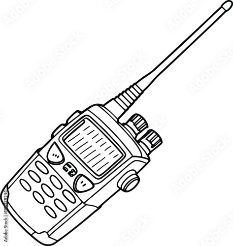 A handheld radio transceiver with antenna