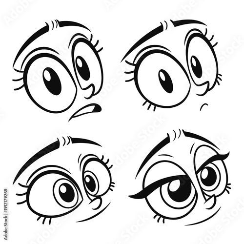 A set of four different cartoon eyes with various expressions Vector