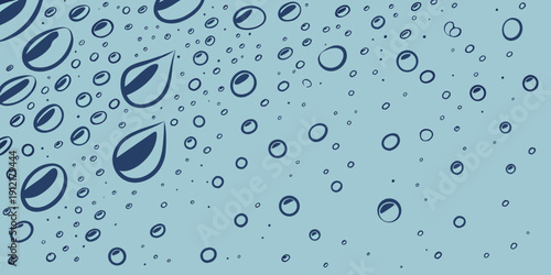 A blue background with many water droplets Vector