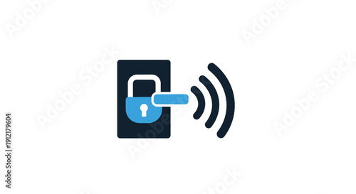 Digital lock with wireless connection symbol.