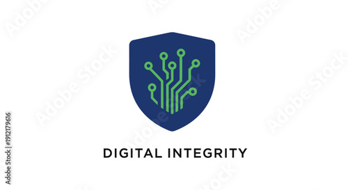 Digital integrity shield logo icon.