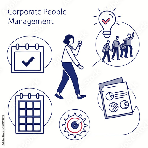 Corporate people management concepts and teamwork Vector