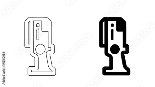Smart Door Lock Icon for Secure Home Automation and Electronic Access Control, Digital Door Handle Vector Illustration in Minimalist Outline and Glyph Style