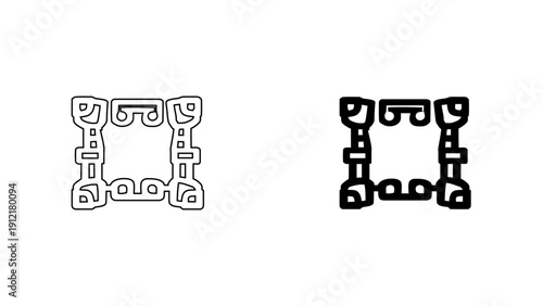 Ancient Tribal Border Frame Icons, Ethnic Geometric Ornaments Vector 