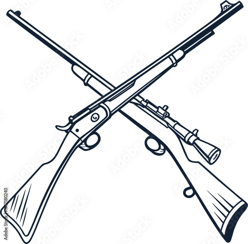 Two rifles crossed over each other in a simple line drawing