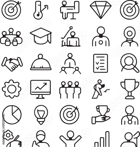 Business Strategy and Marketing Icons Set.