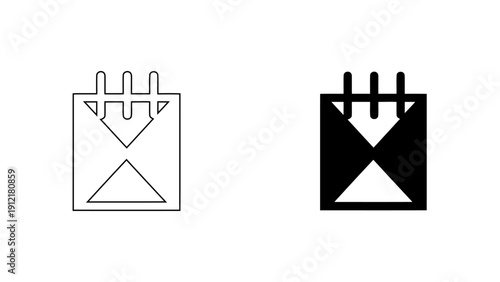 Spiral Notebook Icon for Office Supplies and Education, Creative Writing Notepad Vector Illustration in Minimalist Outline and Glyph Style