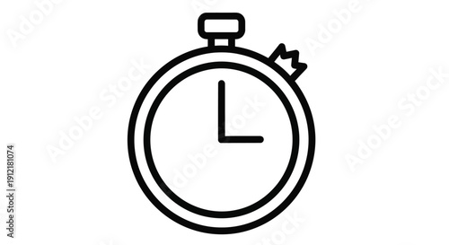 Simple black and white illustration of a stopwatch with a crown on top