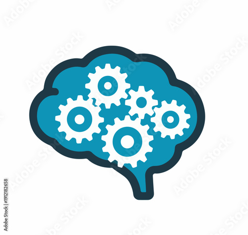Brain Gear Technology Icon Illustration