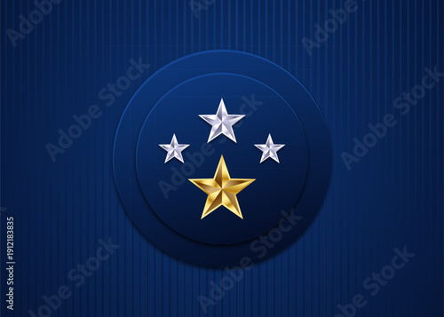 Golden and Silver Stars Achievement Badge on Blue Background