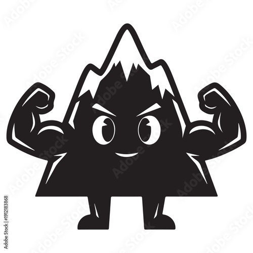 Powerful Mountain Character Flexing Biceps