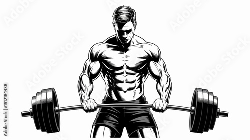 A muscular man lifting a heavy barbell in a gym setting