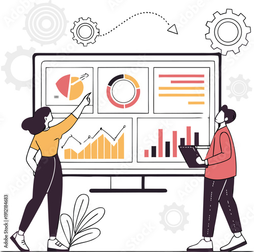 AI Business Data Analytics and Neural Network Icons