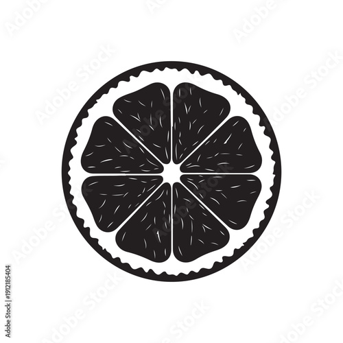 Black Orange slice silhouette vector illustration on white background