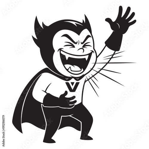 Cheerful Cartoon Monster Character Laughing Heartily