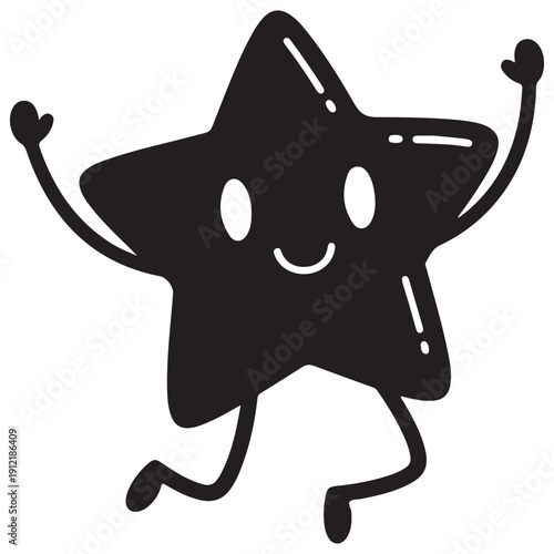 Joyful Star Character Dancing with Arms Raised