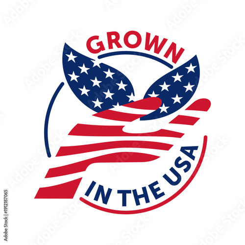 Made in USA Badge in hand shape with flag