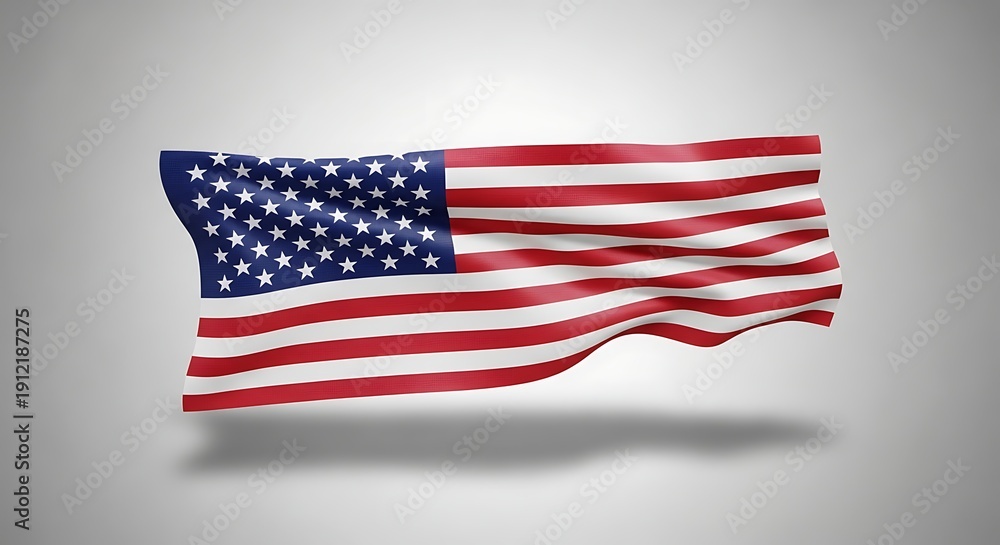 Obraz premium American Flag Waving Proudly on Flagpole Against