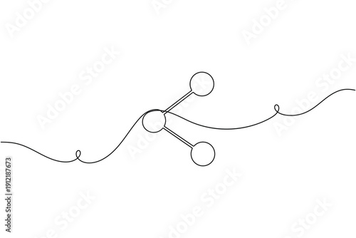 Data network icon continuous one line drawing on white background minimalist balance scale nodes symbol outline vector illustration